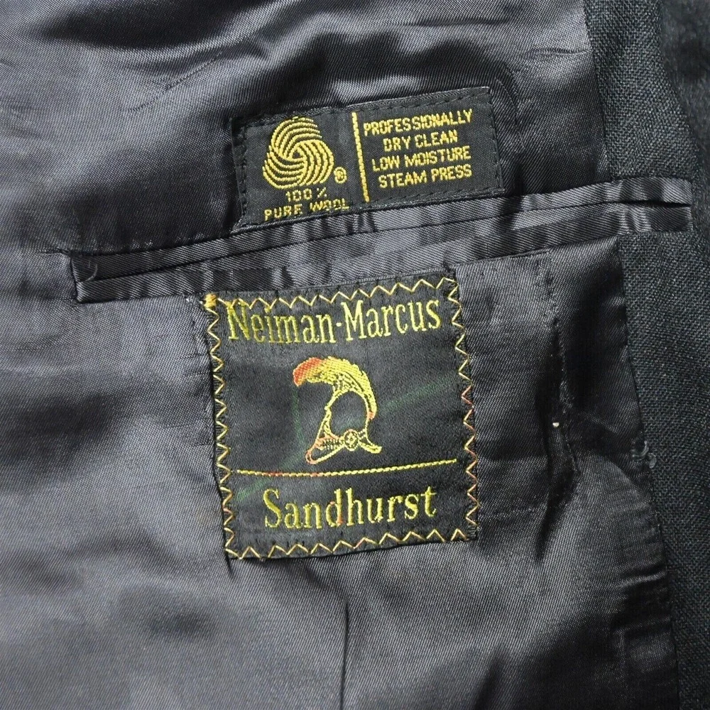 Vtg Neiman Marcus 42R Gray 100% Wool‎ Double Breasted Sport Coat Blazer Jacket